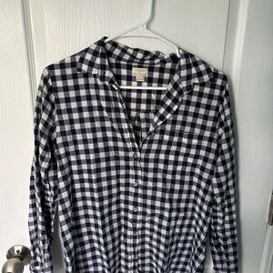 J. Crew Woman’s Navy and White Gingham Shirt